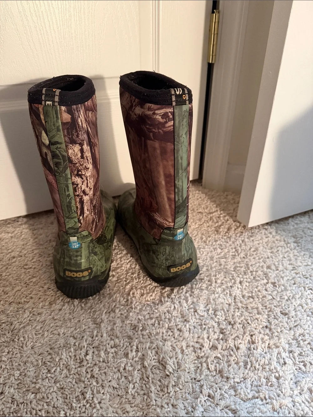 Bogs Kids Camo Green and Brown Waterproof Boots